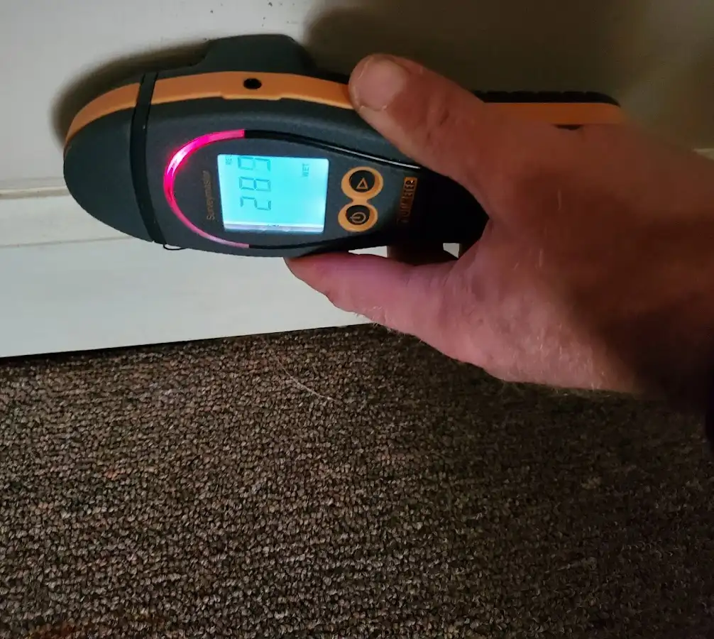Moisture detection at baseboard during Sewage Cleanup & Sanitation in Augusta